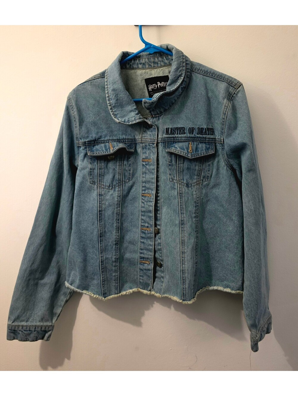Harry Potter 2XL Light Wash Denim Jacket Master of Death Deathly Hallows Cropped